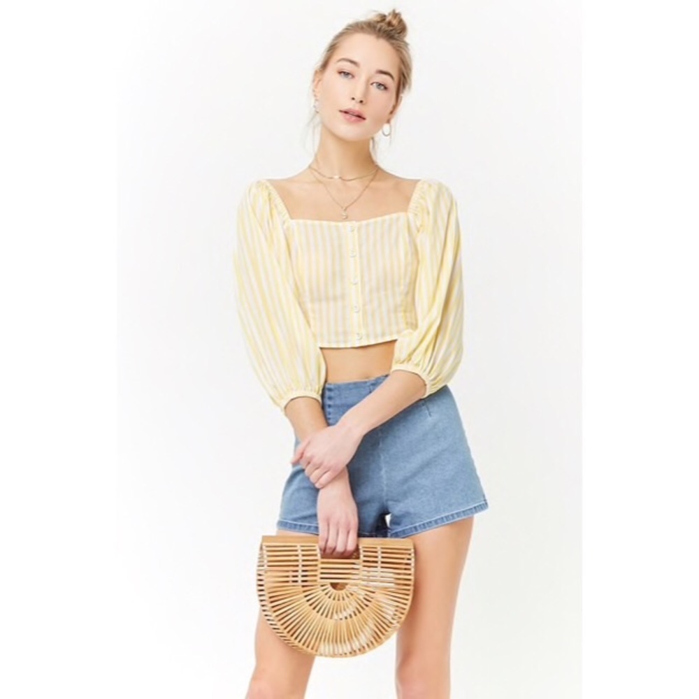 Forever 21 Striped Off-the-Shoulder Crop Top